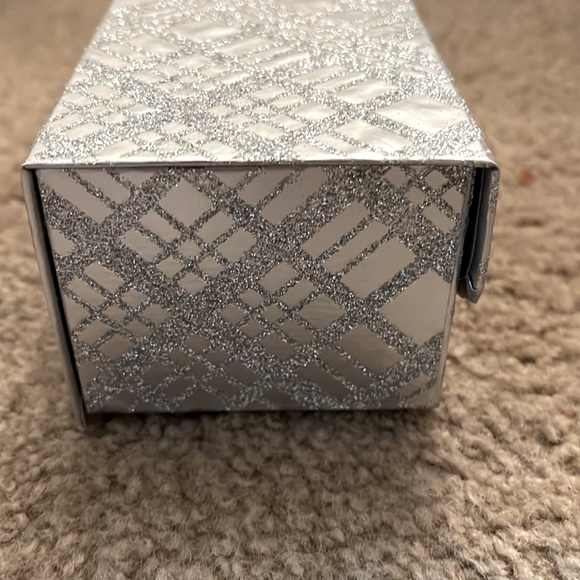 Silver Glitter Plaid Checks Stripes Storage Box Empty Flip Magnetic Top Decor - Picture 7 of 7